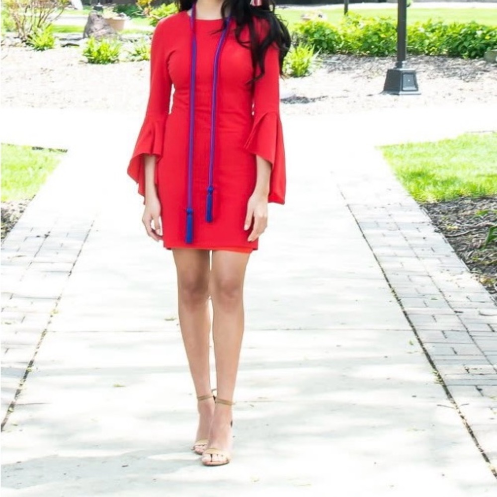 Lulu's Vibrant Red Long Sleeve Dress - Picture 2 of 5